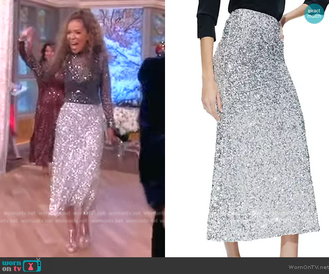 Maeve Sequined Slip Skirt Alice + Olivia worn by Sunny Hostin on The View