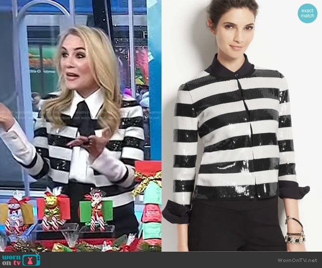 Ann Taylor Stripe Sequin Blazer Jacket worn by Chassie Post on Today
