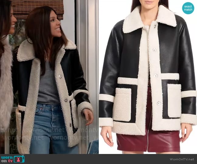 Avec Les Filles Faux-Shearling Faux-Leather Coat worn by Kristina Corinthos-Davis (Kate Mansi) on General Hospital