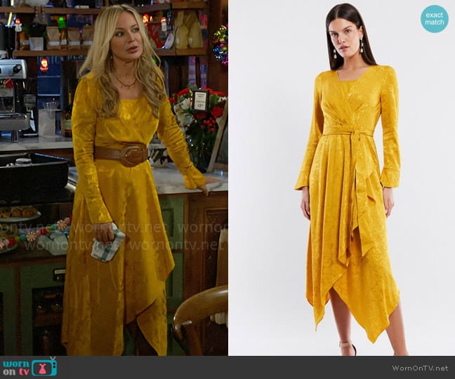 Bcbgmaxazria Arianne Faux Wrap Dress worn by Sharon Newman (Sharon Case) on The Young and the Restless