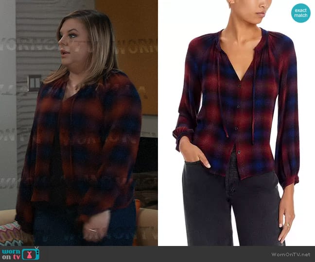 Bella Dahl Plaid Button Down Shirt in Jewel Tone worn by Maxie Jones (Kirsten Storms) on General Hospital
