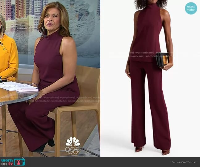 Black Halo Gardenia Two-Piece Cady Jumpsuit in Plum worn by Hoda Kotb on Today