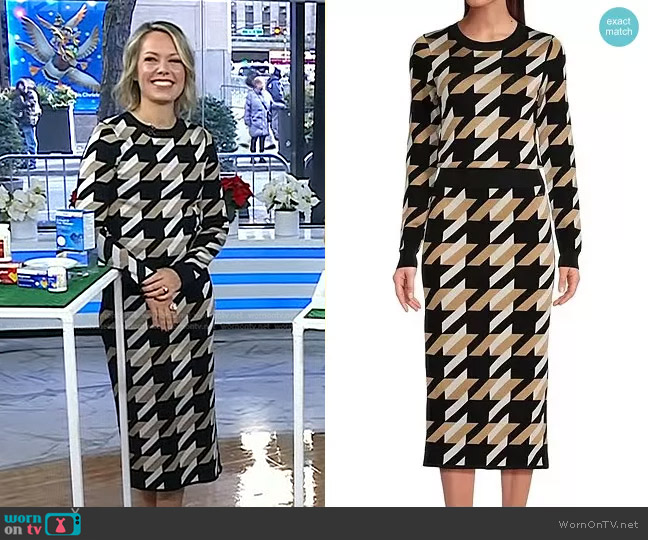 Boss Furkina Houndstooth Jacquard Crewneck Sweater worn by Dylan Dreyer on Today