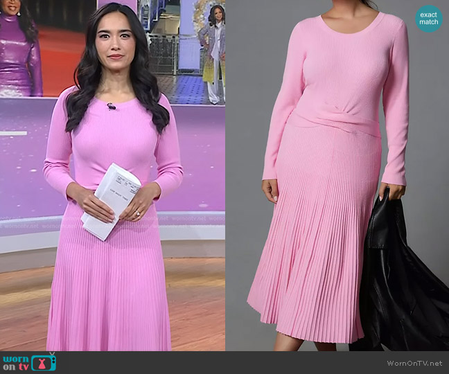 Anthropologie Long-Sleeve Ribbed Sweater Midi Dress worn by Emilie Ikeda on Today