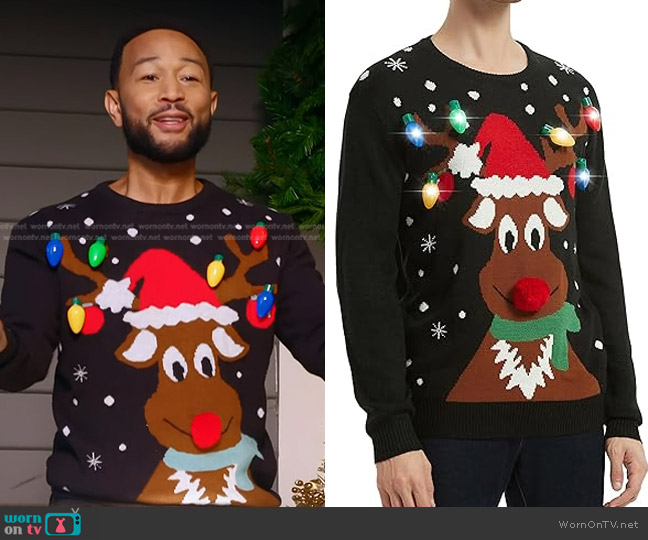 Daisys Boutique Reindeer Holiday Sweater worn by John Legend on The Voice