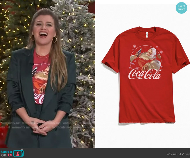 Hot Topic Coke Coca-Cola Santa T-Shirt worn by Kelly Clarkson on The Kelly Clarkson Show