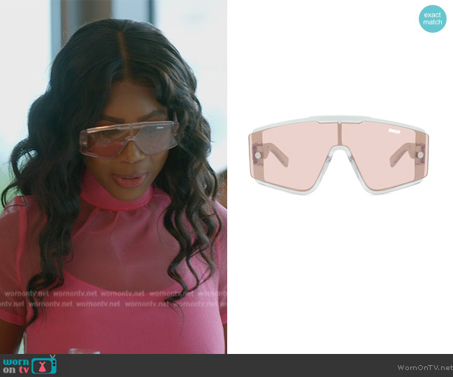 Dior Xtrem Mu Logo Mask Sunglasses worn by Kiki Barth (Kiki Barth) on The Real Housewives of Miami
