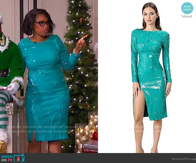 Dress the Population Natalie Long Sleeve Dress worn by Jennifer Hudson on The Jennifer Hudson Show