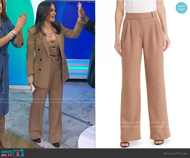 Favorite Daughter Favorite Houndstooth Wide Leg Pants worn by Donna Farizan on Today