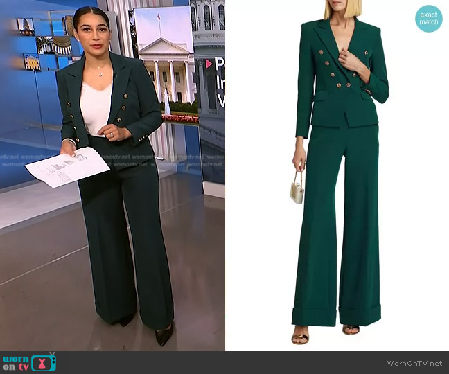 Generation Love Janna Crepe Blazer in Hunter worn by Morgan Radford on NBC News Daily
