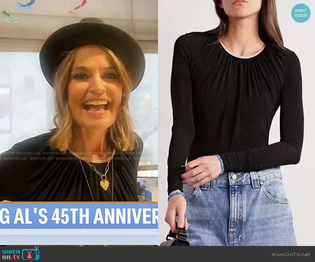 Goldsign Poulson Gathered Stretch-Jersey Bodysuit worn by Savannah Guthrie on Today