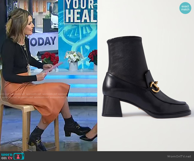 Gucci Horsebit-Detailed Leather Ankle Boots worn by Savannah Guthrie on Today