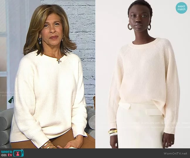 J. Crew Ribbed Cashmere Oversized Crewneck Sweater worn by Hoda Kotb on Today