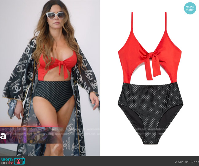 Jack Wills Clovelly Tie Detail Swimsuit worn by Adriana de Moura (Adriana de Moura) on The Real Housewives of Miami