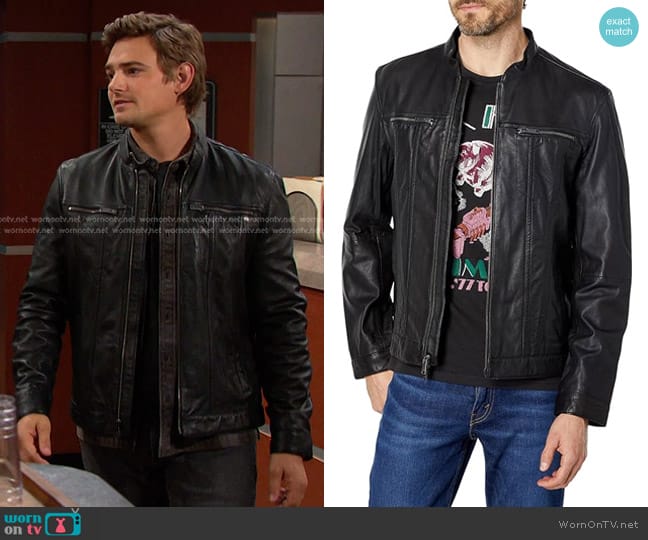 John Varvatos Band Collar Leather worn by Johnny DiMera (Carson Boatman) on Days of our Lives