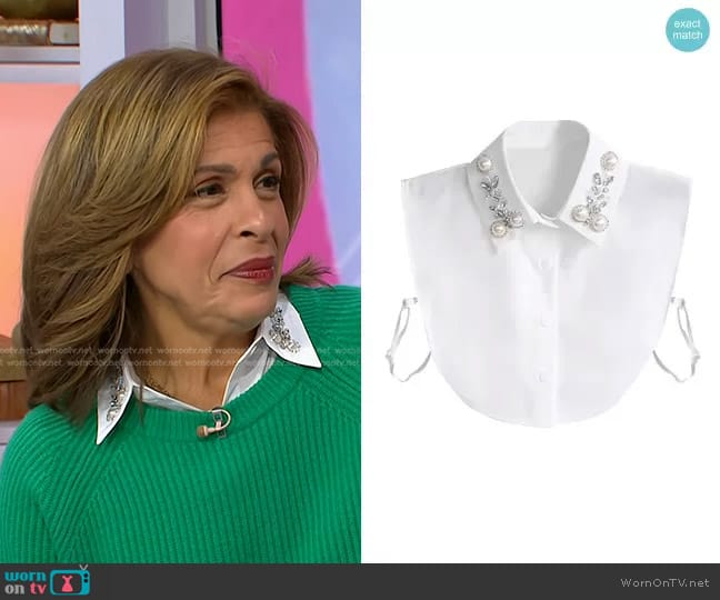 Joyci Pearl Rhinestone Detachable Dickey Collar worn by Hoda Kotb on Today