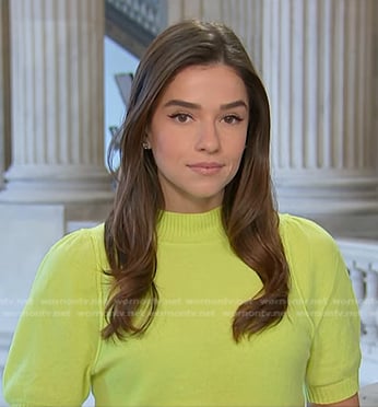 Julie’s yellow puff sleeve sweater on NBC News Daily