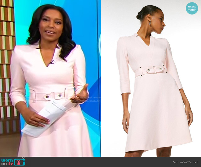 Karen Millen Forever Belted Waist A-Line Mini Dress worn by Rachel Scott on Good Morning America