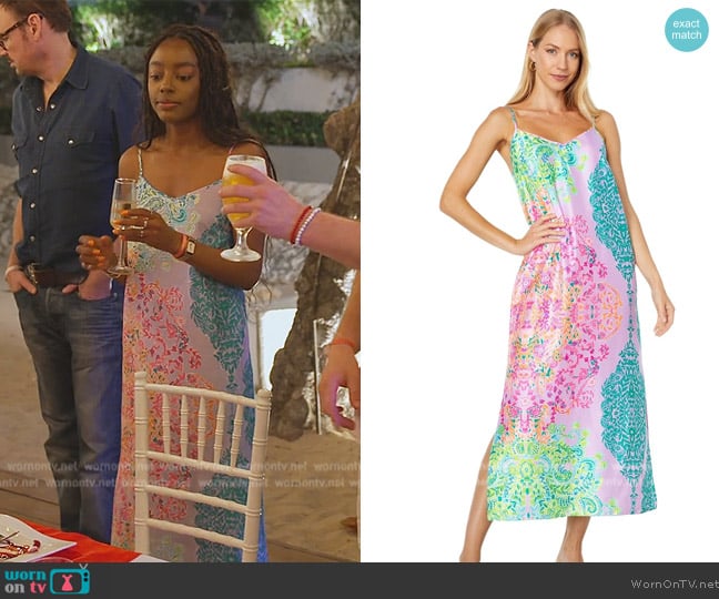 Lilly Pulitzer Lilly Pulitzer Bellalyn Satin Midi Slip worn by Venita Aspen on Southern Charm