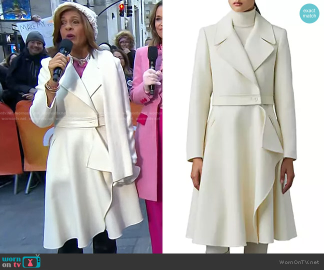Mackage Rose Wool and Leather Coat in Cream worn by Hoda Kotb on Today