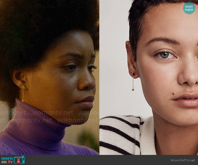 Madewell Retro Daisy Front-Back Earrings worn by Nella Rogers (Sinclair Daniel) on The Other Black Girl