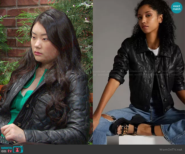 A.L.C. Adrian Mixed Media Dress worn by Wendy Shin (Victoria Grace) on Days of our Lives