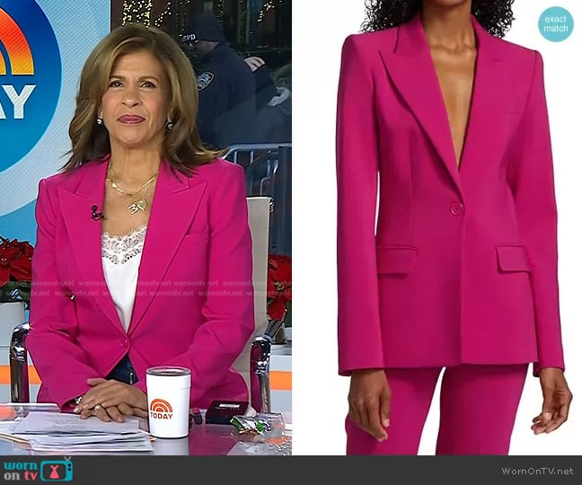Michael Kors Georgina One-Button Wool Blazer in Fuchsia worn by Hoda Kotb on Today