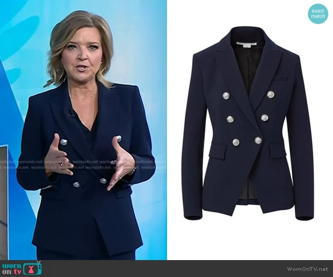 Veronica Beard Miller Dickey Jacket in Navy with Silver Buttons worn by Christine Romans on Today