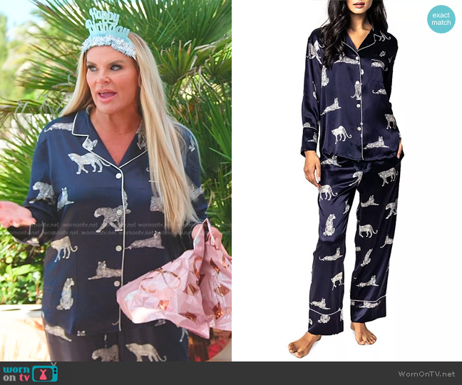 Petite Plume Panthre de Nuit Piped Silk Pajamas worn by Heather Gay on The Real Housewives of Salt Lake City