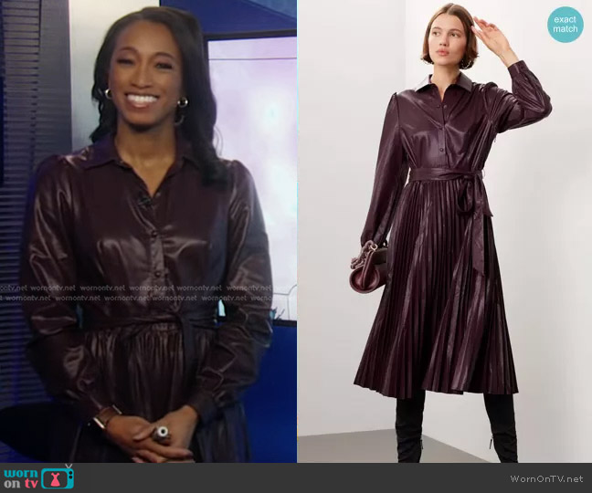 Peter Som Collective Pleated Faux Leather Dress worn by Brittany Bell on Good Morning America