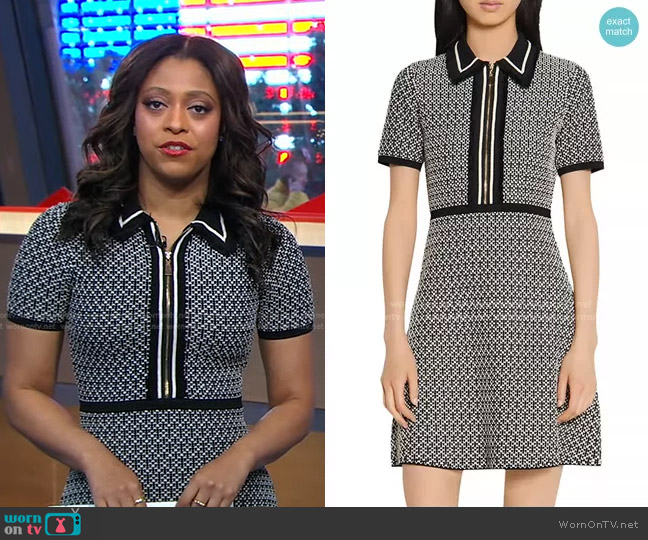 Sandro Polie Stretch Tweed Short Dress worn by Morgan Norwood on Good Morning America