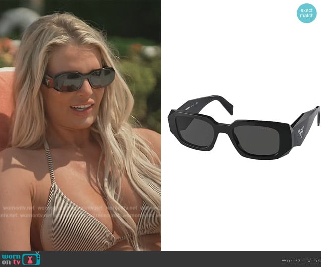 Prada Black Plastic Rectangle Sunglasses worn by Madison LeCroy on Southern Charm