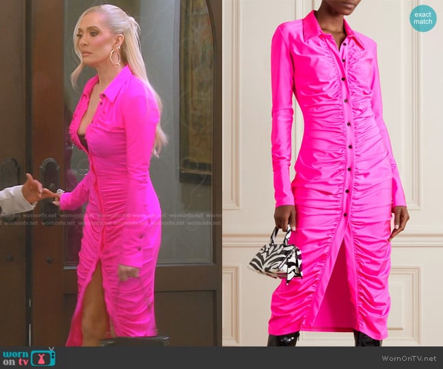 Richard Quinn Ruched Stretch-Jersey Midi Shirt Dress worn by Erika Jayne on The Real Housewives of Beverly Hills