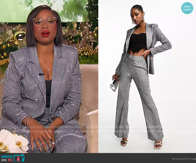 Rare London Glitter tuxedo jacket in silver worn by Jennifer Hudson on The Jennifer Hudson Show