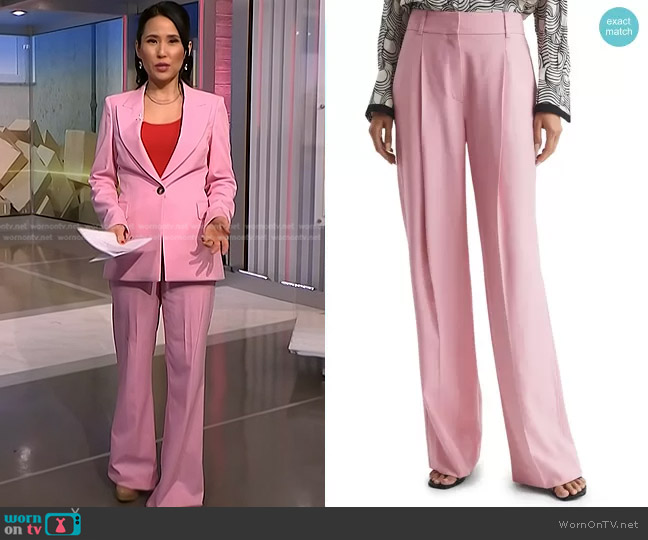Reiss Bonnie Wide Leg Pleat Front Trousers worn by Vicky Nguyen on NBC News Daily