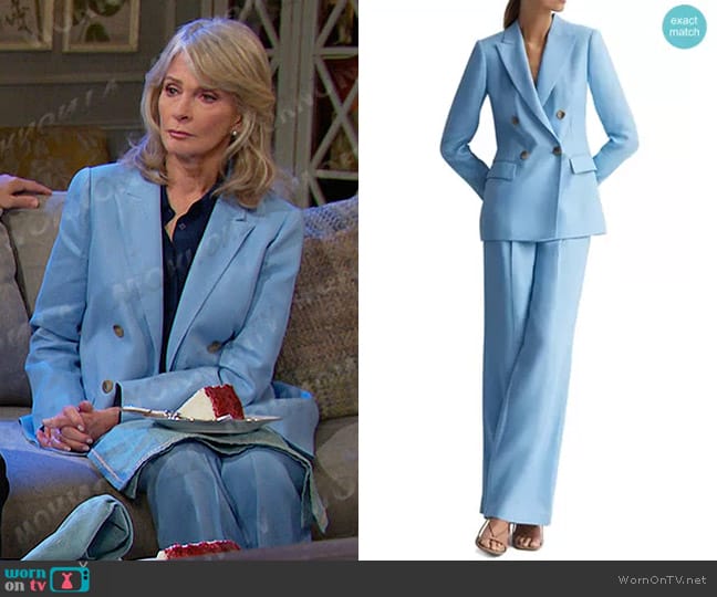 Reiss Hollie Double Breasted Linen Blend Blazer worn by Marlena Evans (Deidre Hall) on Days of our Lives
