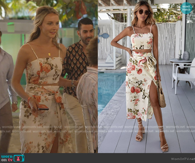 Shein Floral Print Cami Top and Tie Front Skirt worn by Taylor Ann Green on Southern Charm