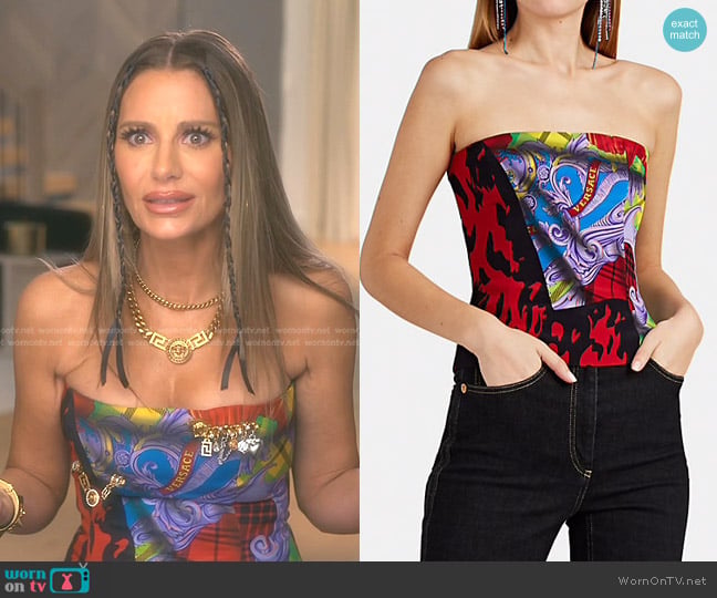 Versace Silk Printed Crop Top worn by Dorit Kemsley on The Real Housewives of Beverly Hills