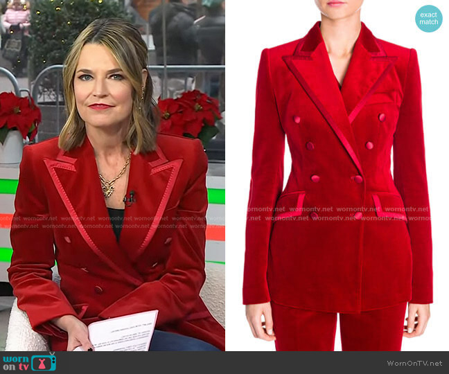 Dolce & Gabbana Velvet Double Breasted Blazer worn by Savannah Guthrie on Today