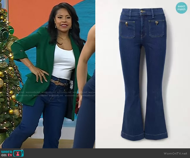 Veronica Beard Carson High Rise Flared Jeans worn by Sheinelle Jones on Today