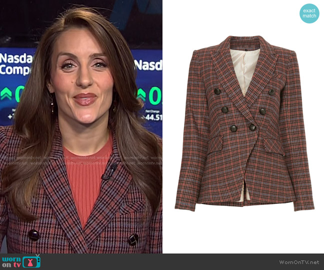 Veronica Beard Miller Dickey Jacket in Red worn by Kristina Partsinevelos on NBC News Daily