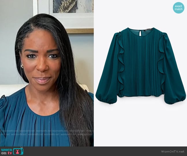 Zara Ruffled Pleated Blouse worn by Dr. Jessica Shepherd on NBC News Daily