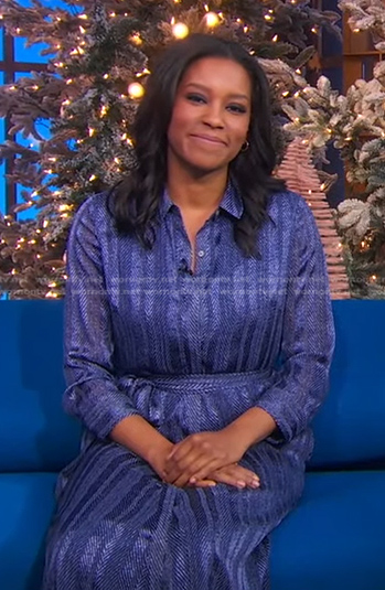 Rachel’s blue herringbone shirtdress on Good Morning America