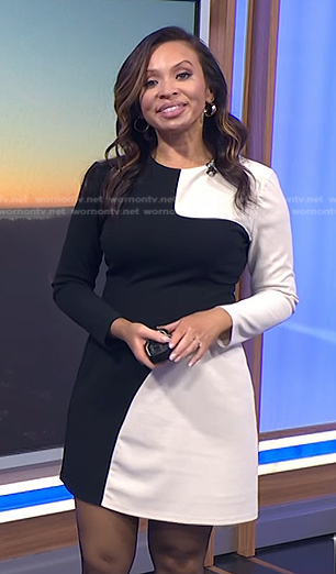 Adelle’s black and white colorblock dress on Today