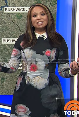 Adelle’s black floral collared dress on Today