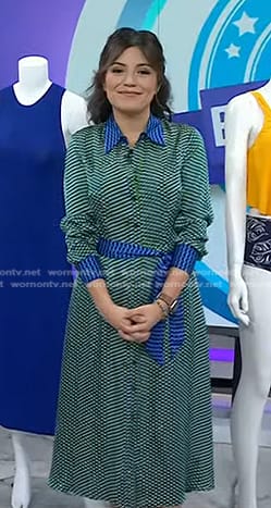 Adrianna’s green geometric print shirtdress on Today