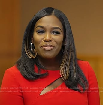 Adrienne Broaddus’s red cutout dress on NBC News Daily