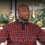 Akbar’s red checked polo sweater on The Talk