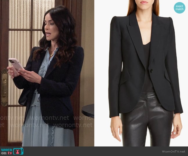 Alexander McQueen Leaf Crepe Jacket worn by Julia Mariano (Abigail Spencer) on Extended Family