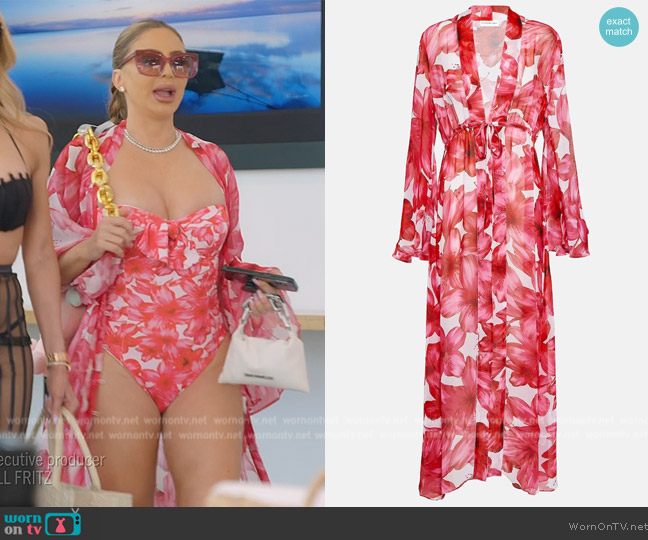 Alexandra Miro Betty floral chiffon beach dress worn by Larsa Pippen (Larsa Pippen) on The Real Housewives of Miami